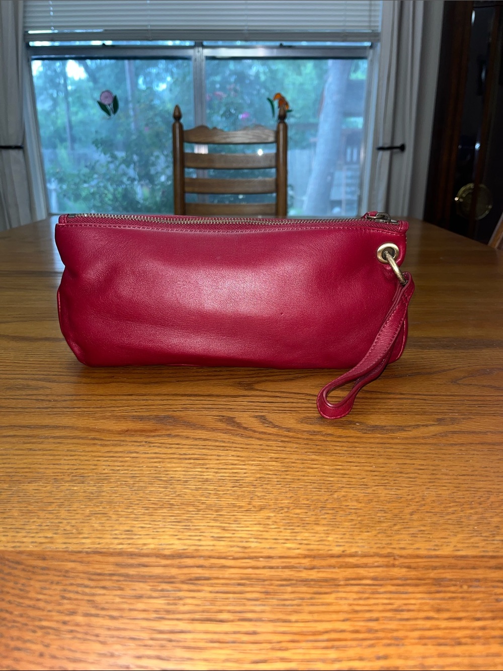 Clarks Genuine Leather Red Wristlet Clutch